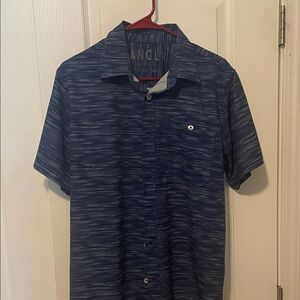 ANGL Men's Navy Patterned Button Down Shirt